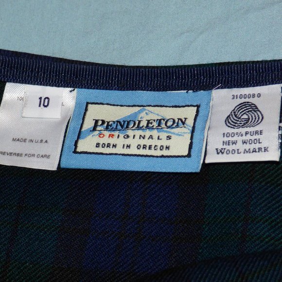 Green / blue / black check Pendleton skirt US10 - Picture 6 of 8